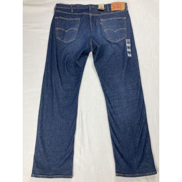 Levi's 501 Blue Dark Wash Button Fly Straight Leg Original Fit Jean Mens 42 x 32 - Picture 7 of 12